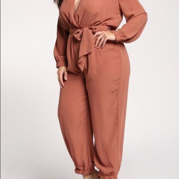 ONLY 3X LEFT!! Curvy Jumpsuit in Moss Color Only - Picture 5 of 6
